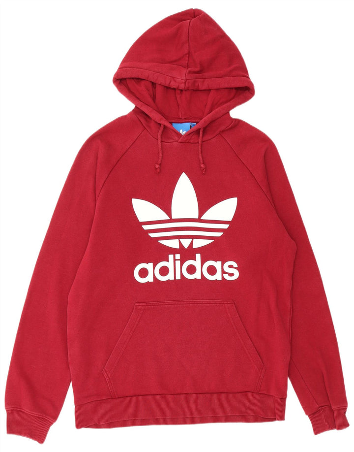 ADIDAS Mens Graphic Hoodie Jumper Médio Algodão Borgonha