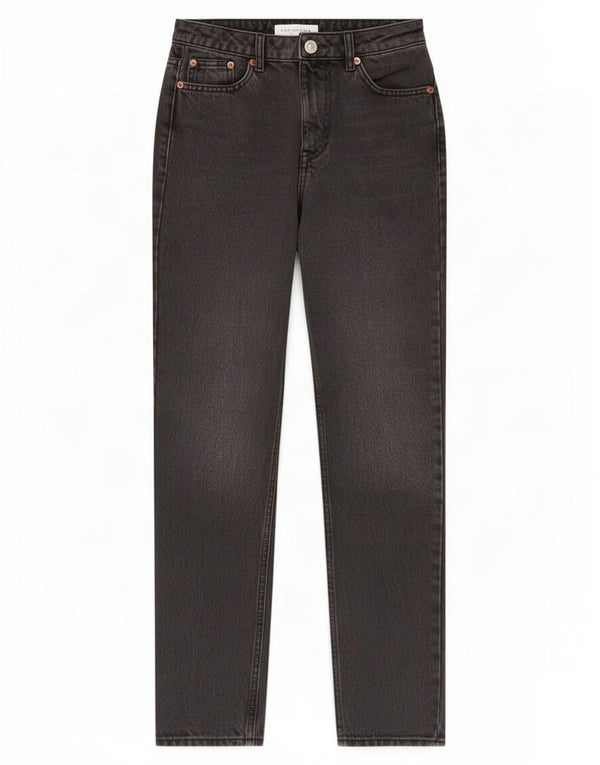 Jeans cônicos femininos Topshop W26 L27 algodão preto