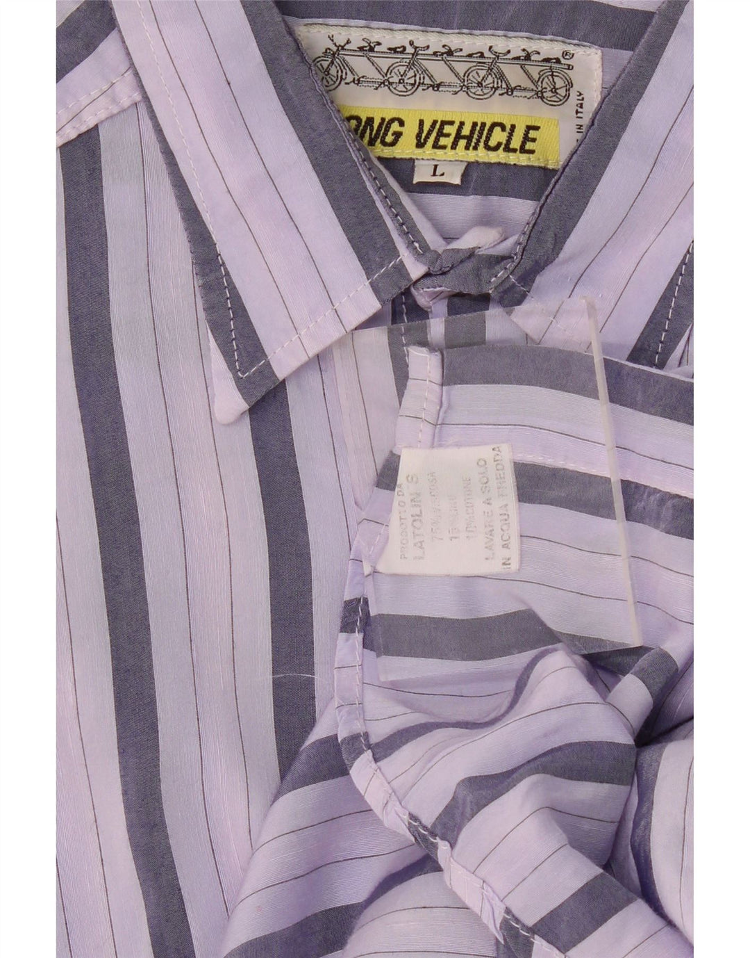 Camisa masculina VINTAGE de algodão listrado roxo grande