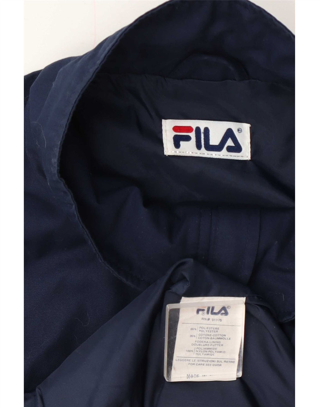 Jaqueta corta-vento masculina Fila UK 40 grande poliéster azul marinho