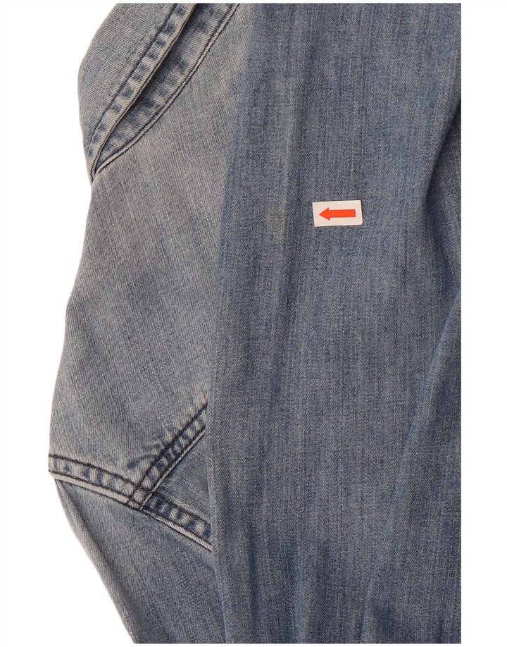Camisa jeans feminina American Eagle Outfitters Reino Unido 14 azul médio