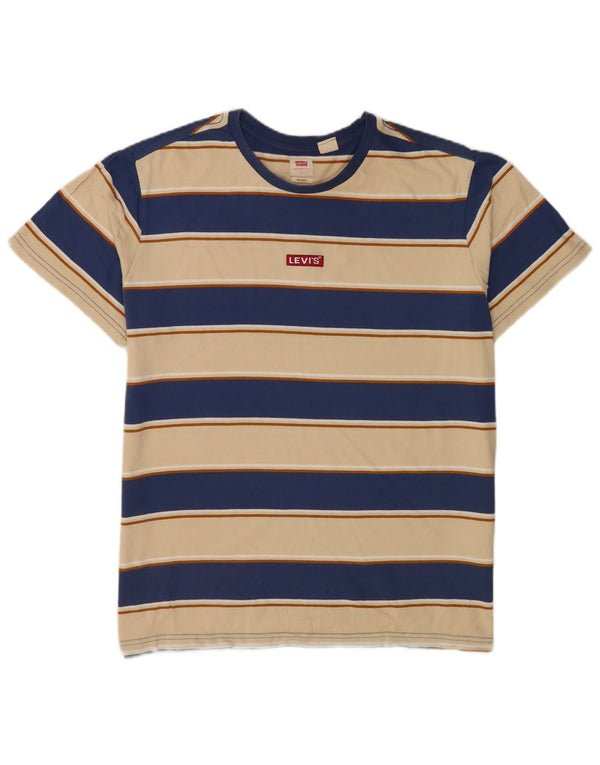 Camiseta masculina Levi's Relaxed Fit Top grande de algodão listrado bege
