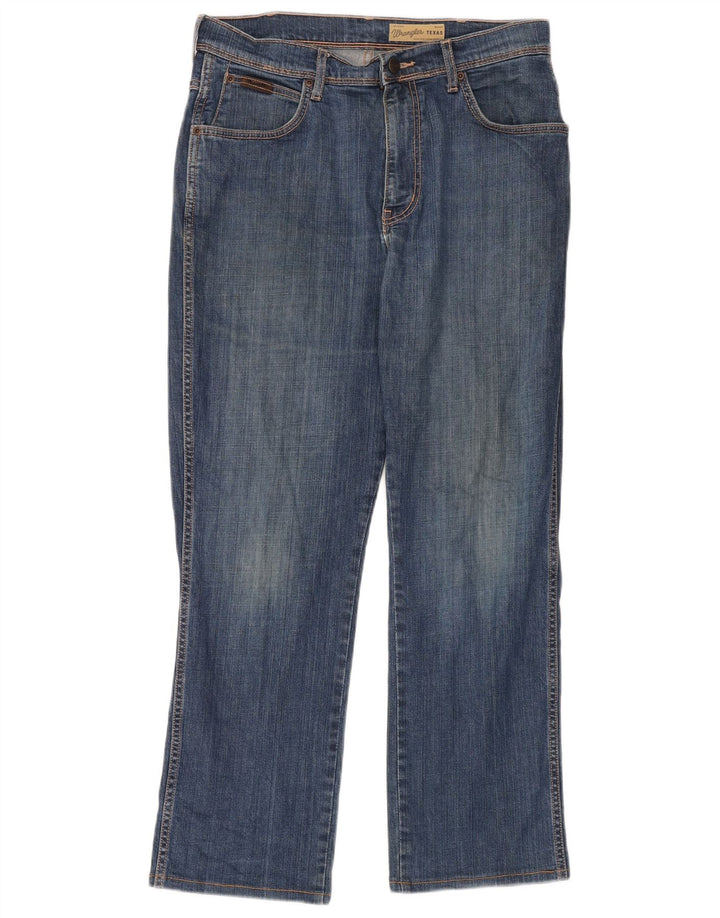 Wrangler Mens Straight Jeans W34 L32 Azul Algodão