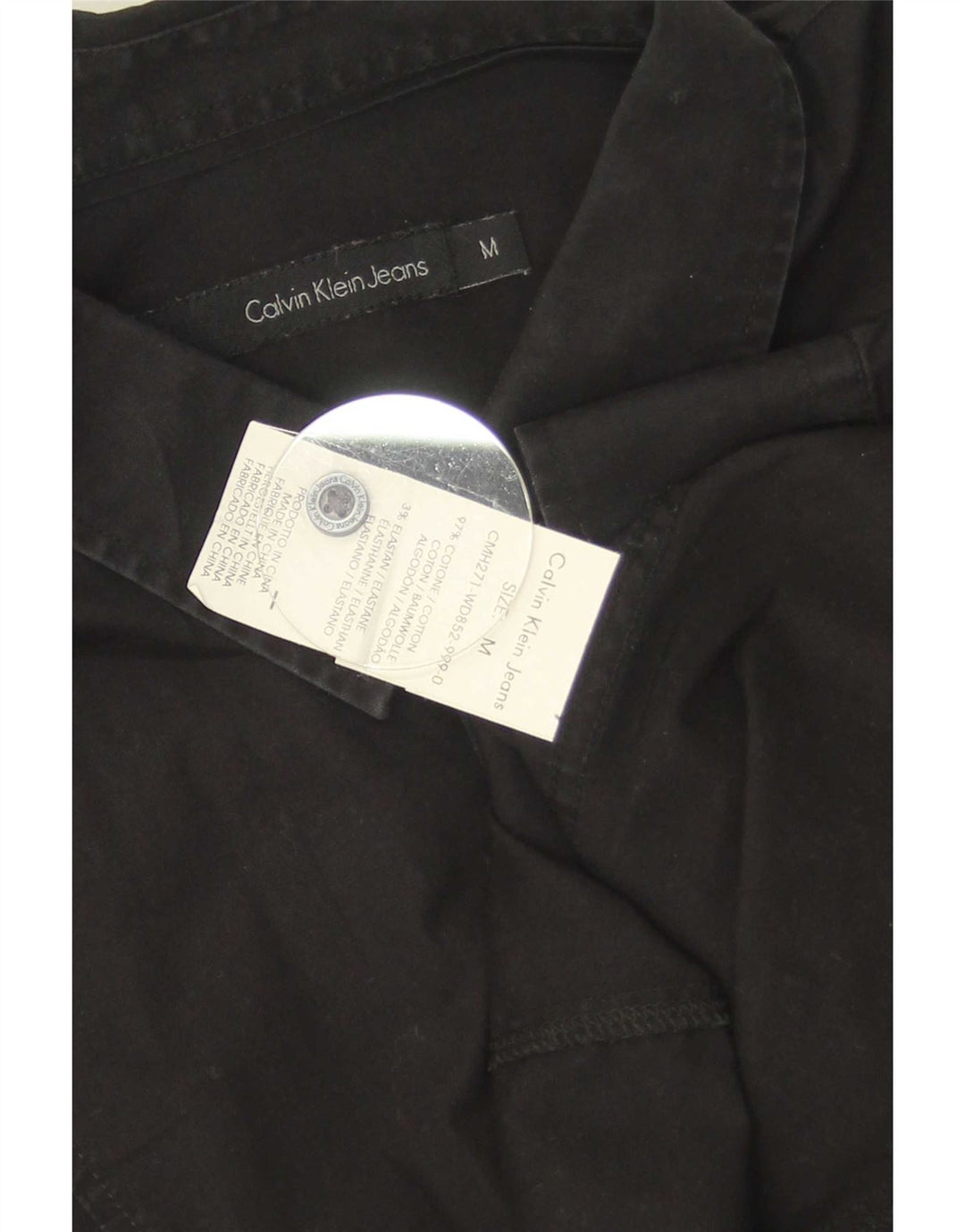Camisa masculina Calvin Klein Jeans média preta de algodão