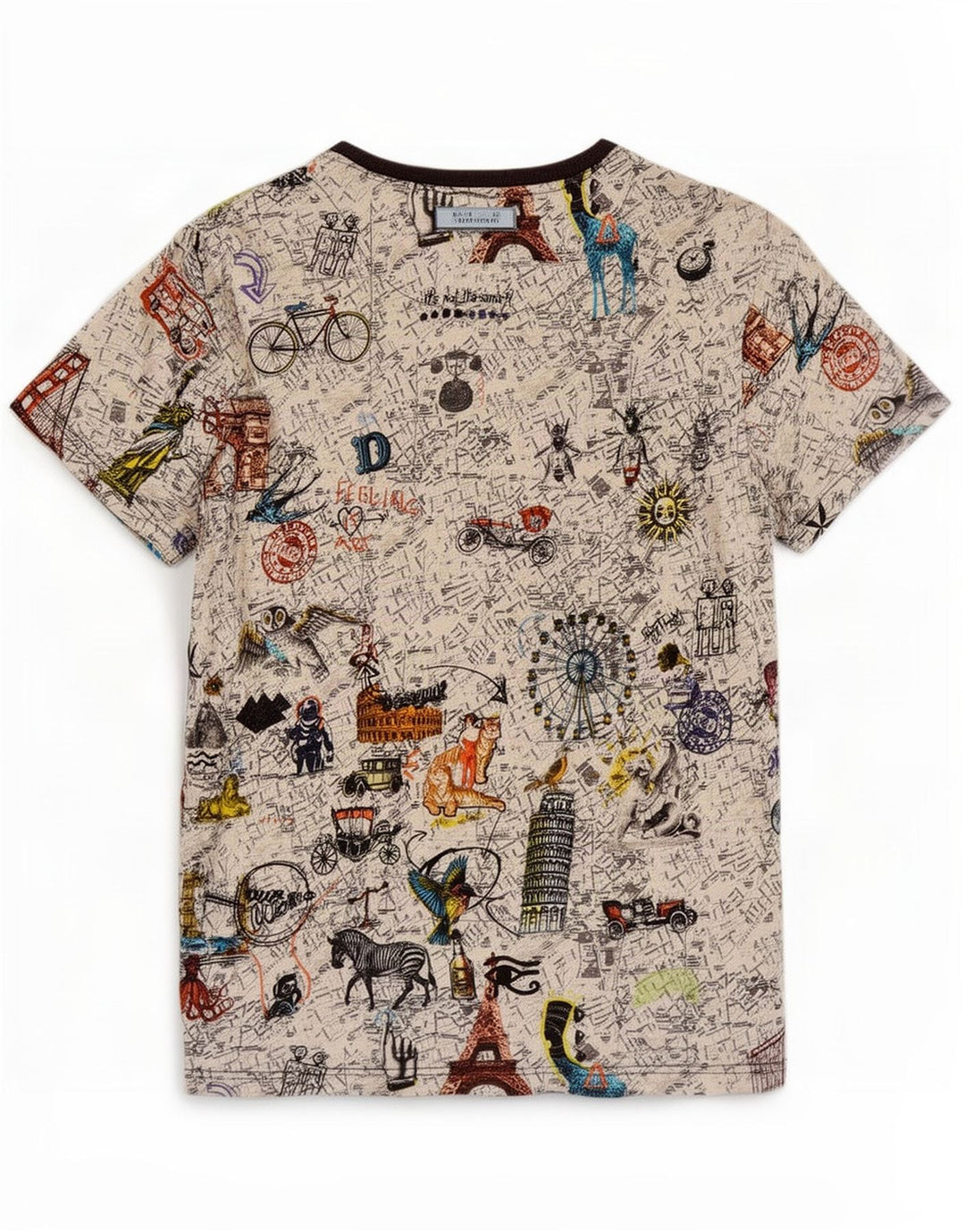 Camiseta gráfica masculina Desigual Top grande de algodão multicolorido