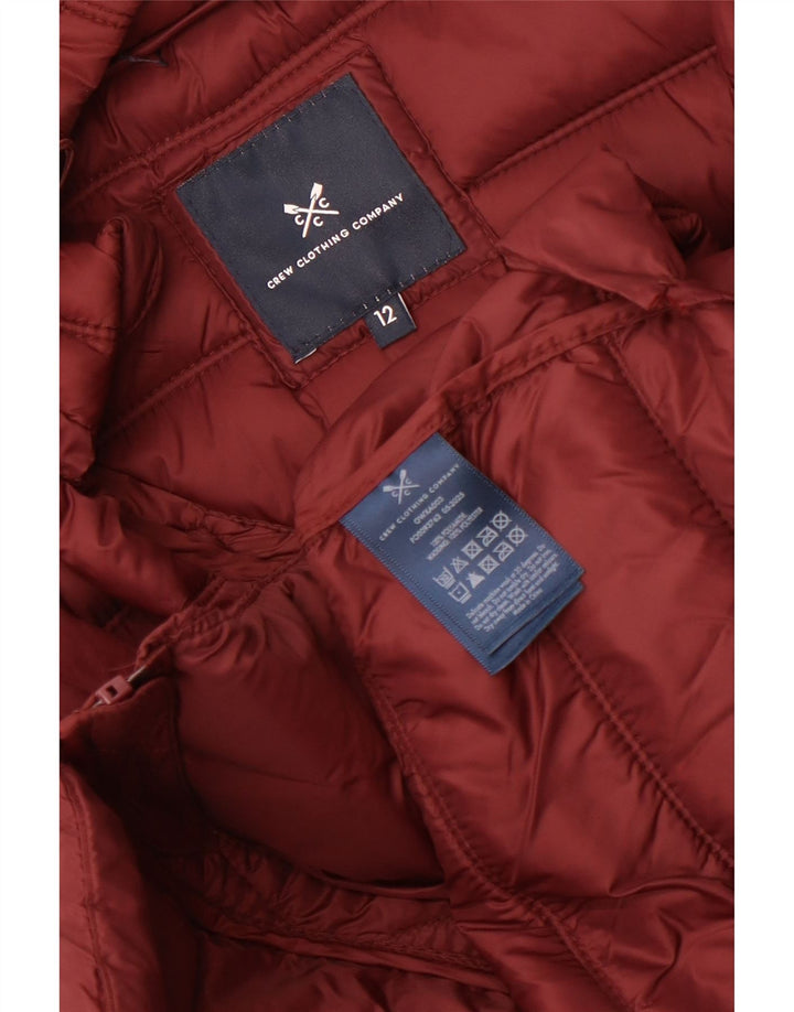 Jaqueta acolchoada com capuz feminina Crew Clothing UK 12 Médio Borgonha Poliamida