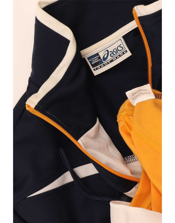 Asics Mens Tracksuit Top Jacket Grande Azul Marinho Colourblock Poliéster