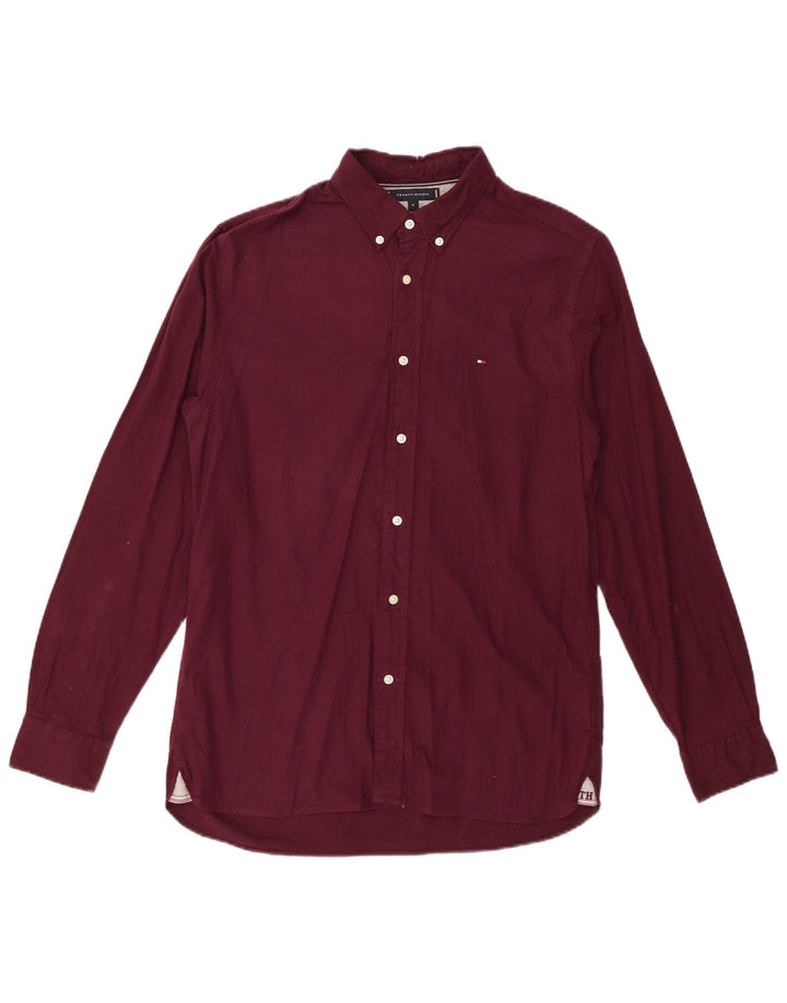 Camisa masculina Tommy Hilfiger Regular Fit média algodão Borgonha