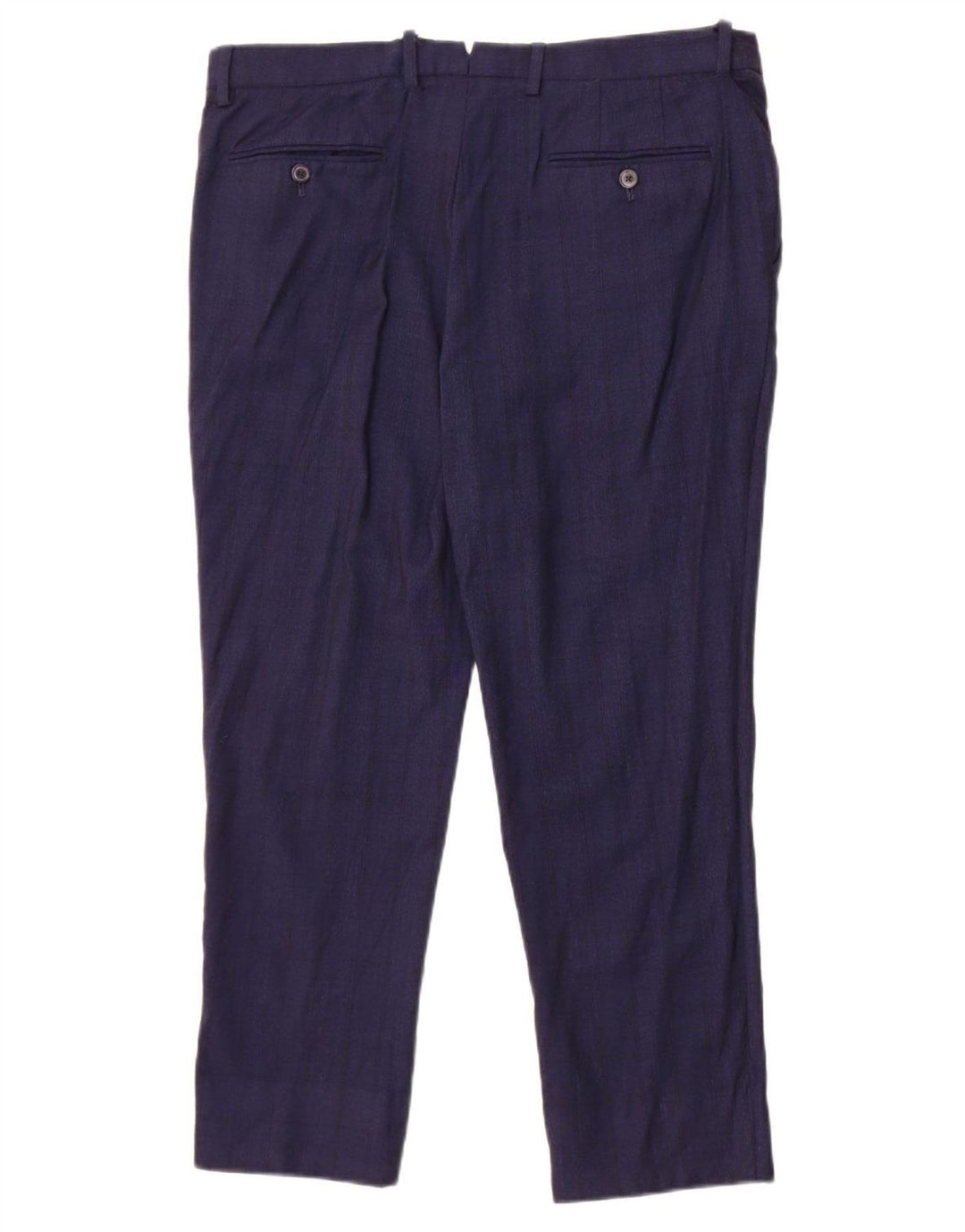Calça cortada masculina Massimo Dutti UE 44 grande W34 L25 xadrez azul marinho