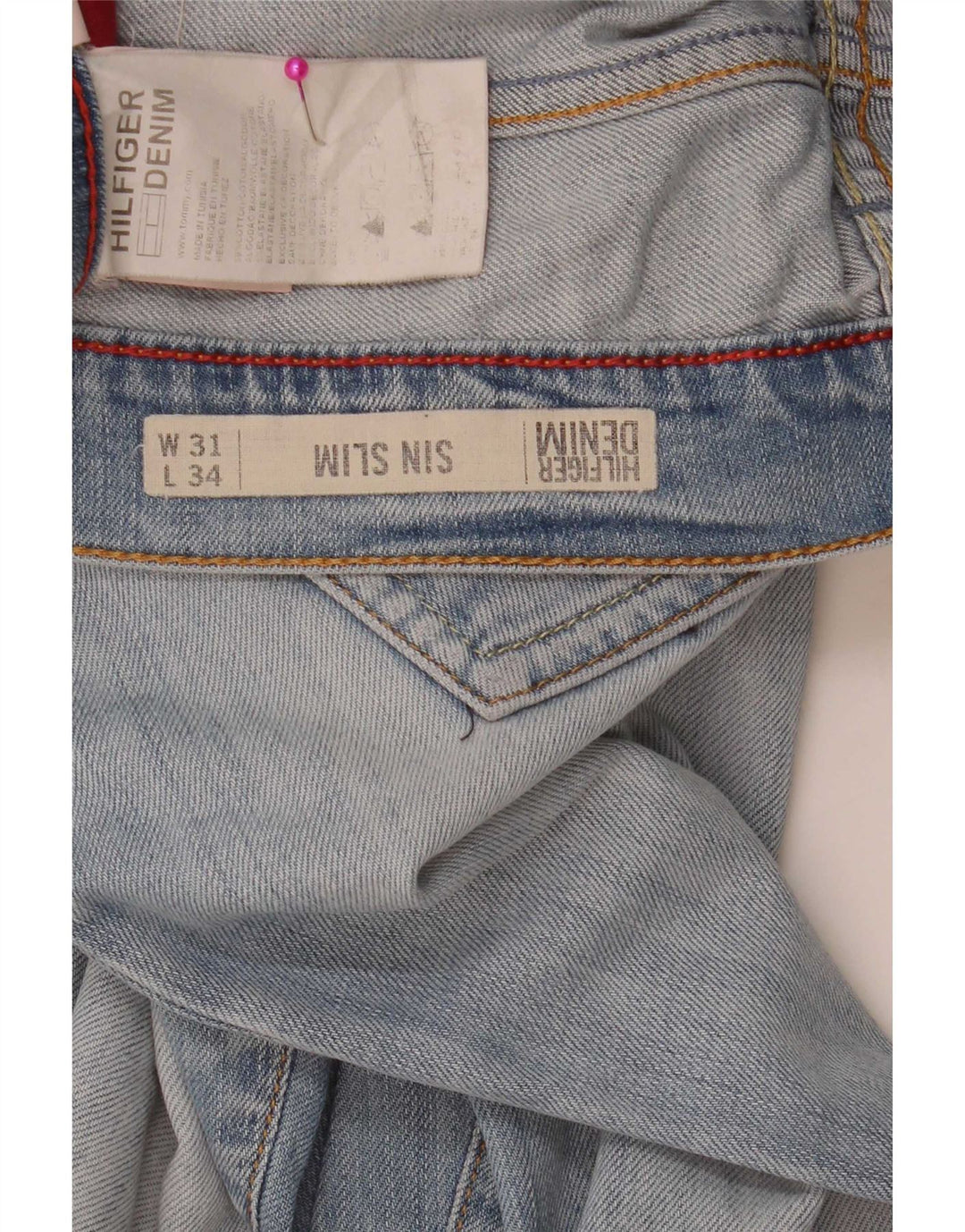 Tommy Hilfiger Masculino Sin Slim Jeans W31 L34 Azul Algodão