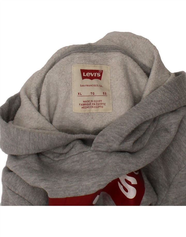 LEVI'S Boys Graphic Hoodie Jumper 13-14 Years XL Grey Cotton Vintage Levi's and Second-Hand Levi's from Messina Hembry 