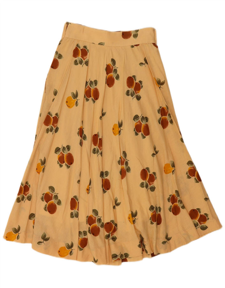 Saia feminina VINTAGE com padrão abstrato plissada em linha A W24 XS bege