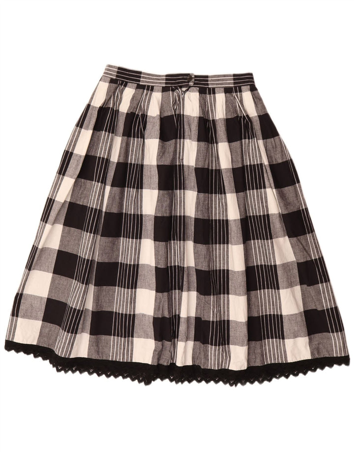 Saia vintage feminina linha A W30 xadrez preto médio