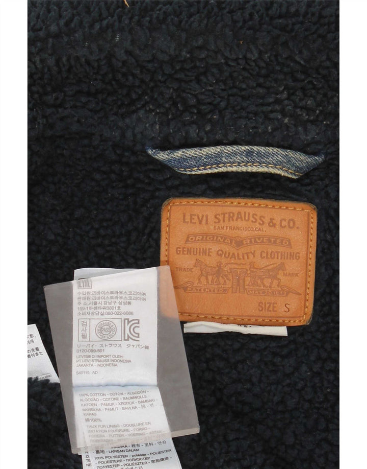 Jaqueta jeans masculina Sherpa Levi's UK 36 algodão azul pequeno