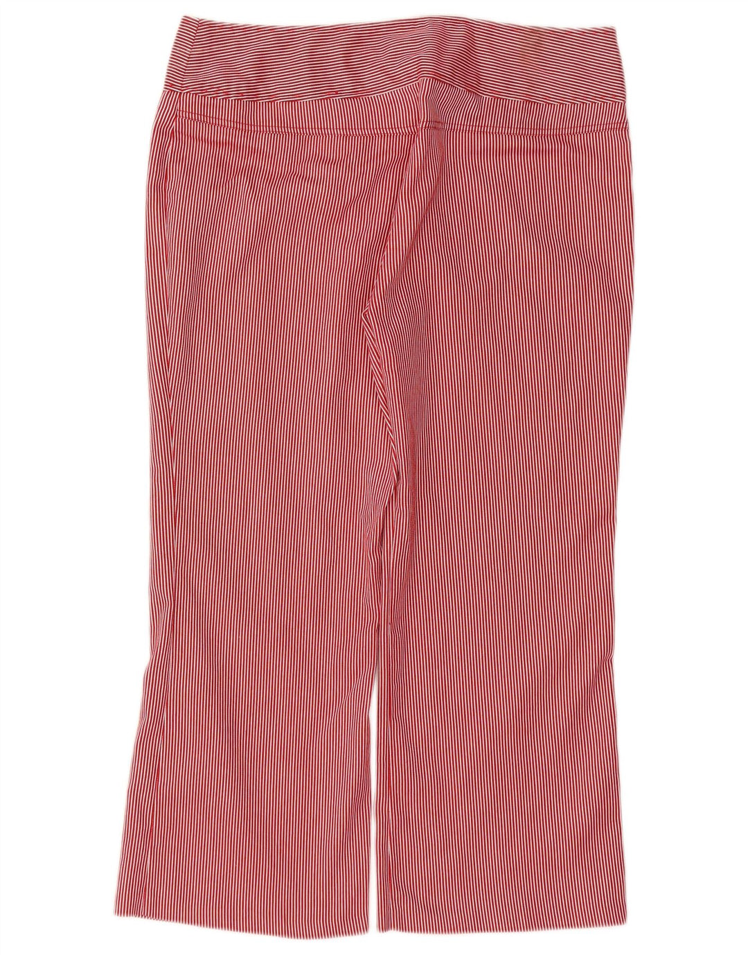 Calça capri feminina reta SASHA US 12 grande W32 L23 risca de giz vermelha