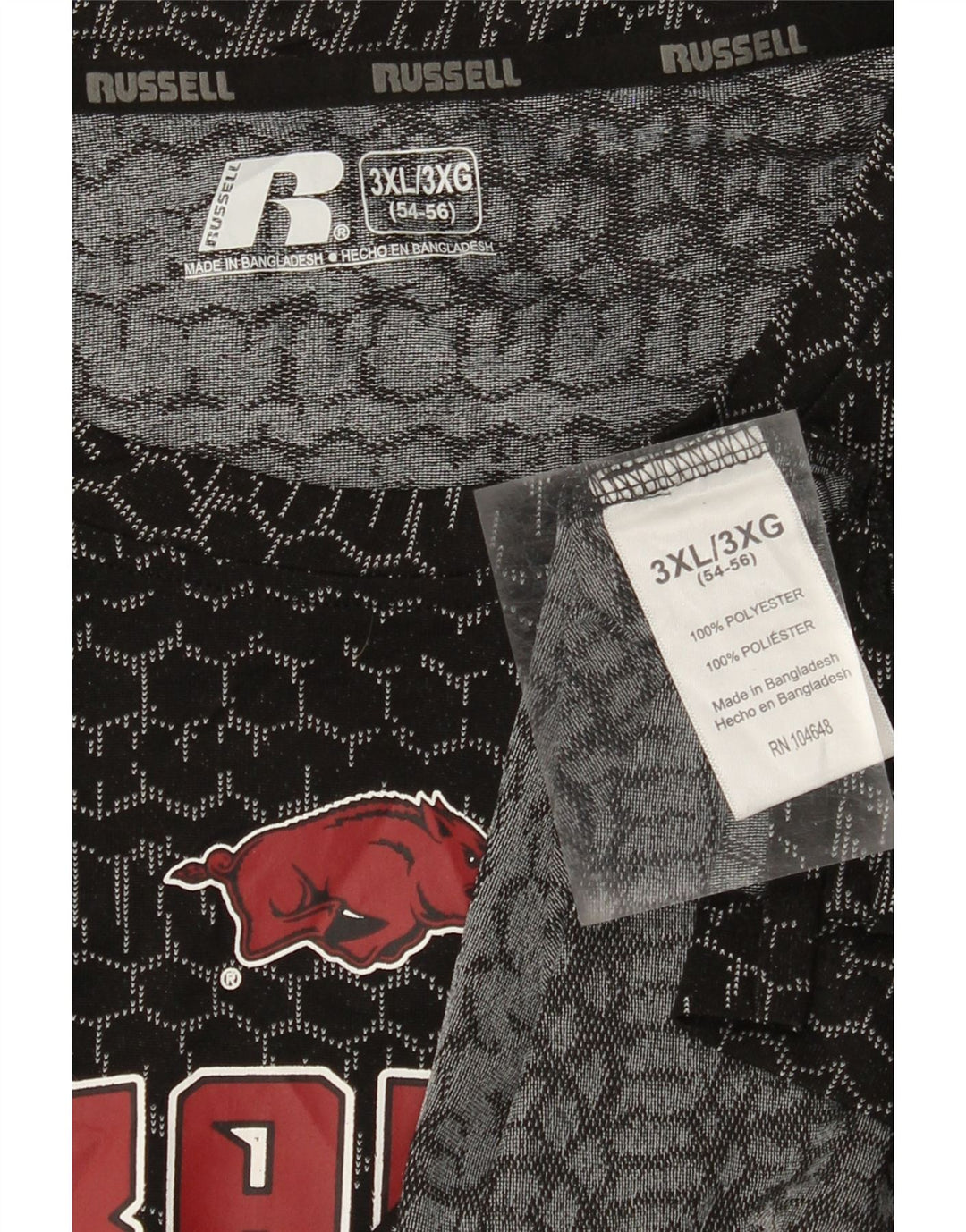 Camiseta gráfica masculina RUSSELL ATLÉTICO Reino Unido 54/56 3XL preta