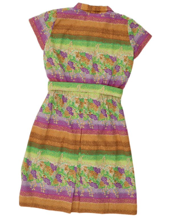 Vestido vintage feminino linha A UK 16 grande floral multicolorido
