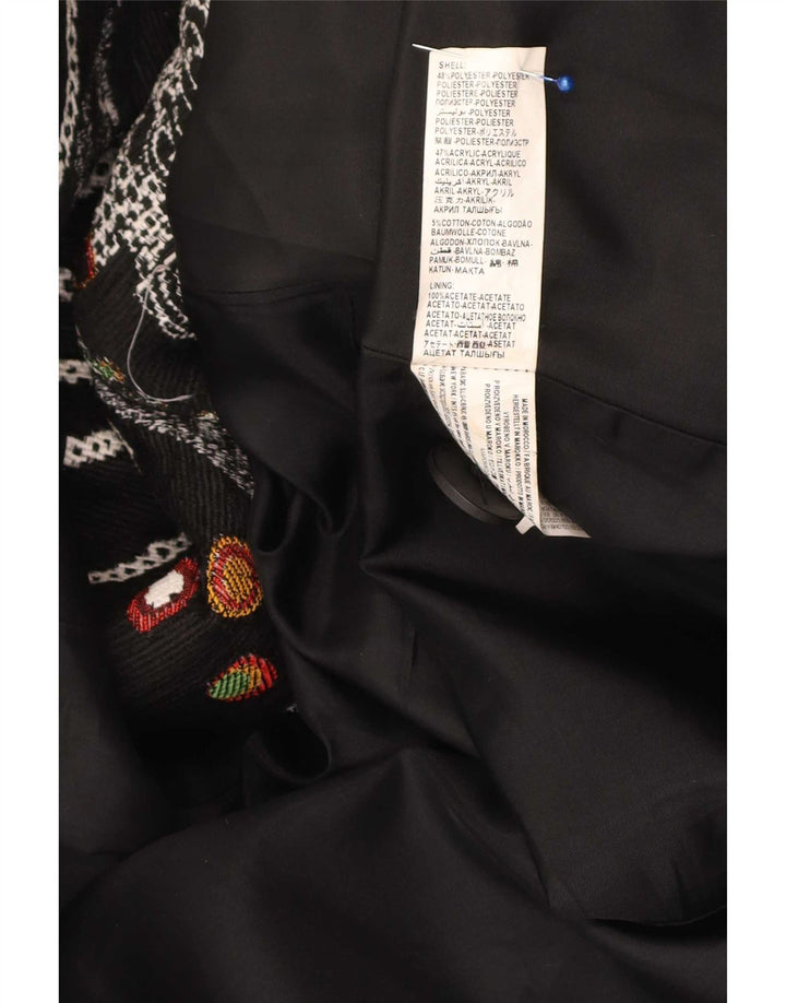 Sobretudo feminino Desigual com padrão abstrato EU 46 XL preto floral poliéster