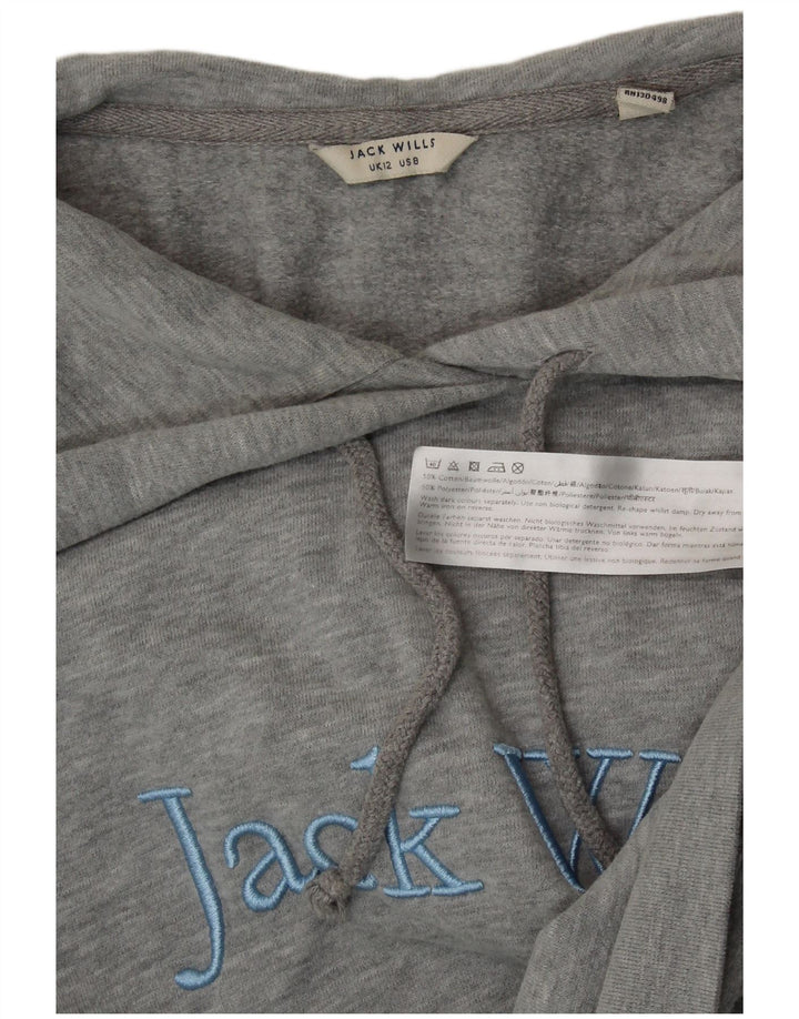JACK WILLS Suéter feminino com capuz e estampa gráfica UK 12 algodão cinza médio