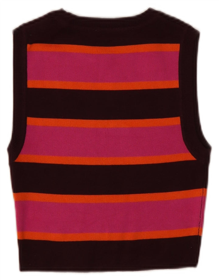 Zara Womens Crop Vest Top UK 12 Médio Multicolorido Listrado Viscose