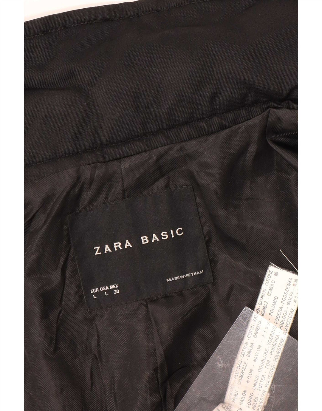 Zara Womens Short Trench Coat UK 14 Grande Algodão Preto