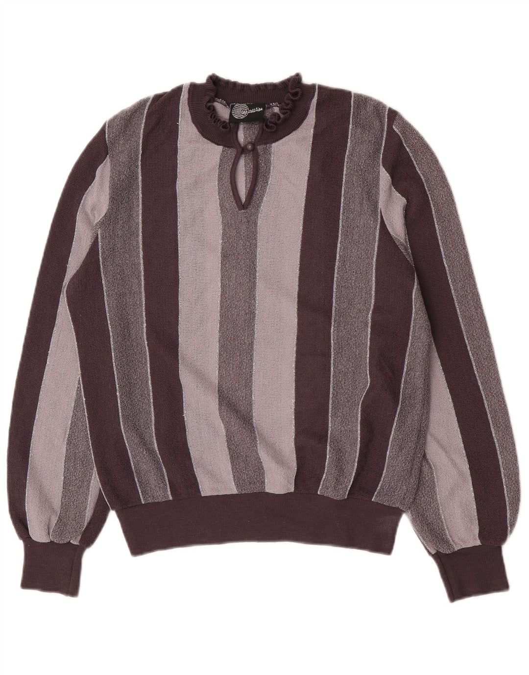 Suéter feminino vintage com gola tartaruga IT 44 Acrílico listrado cinza médio