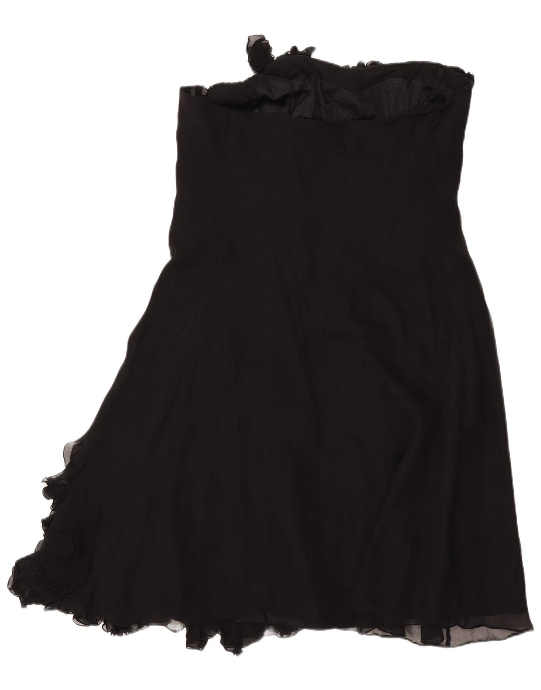 Vestido feminino Coast com babados na frente e sem alças UK 18 XL seda preta