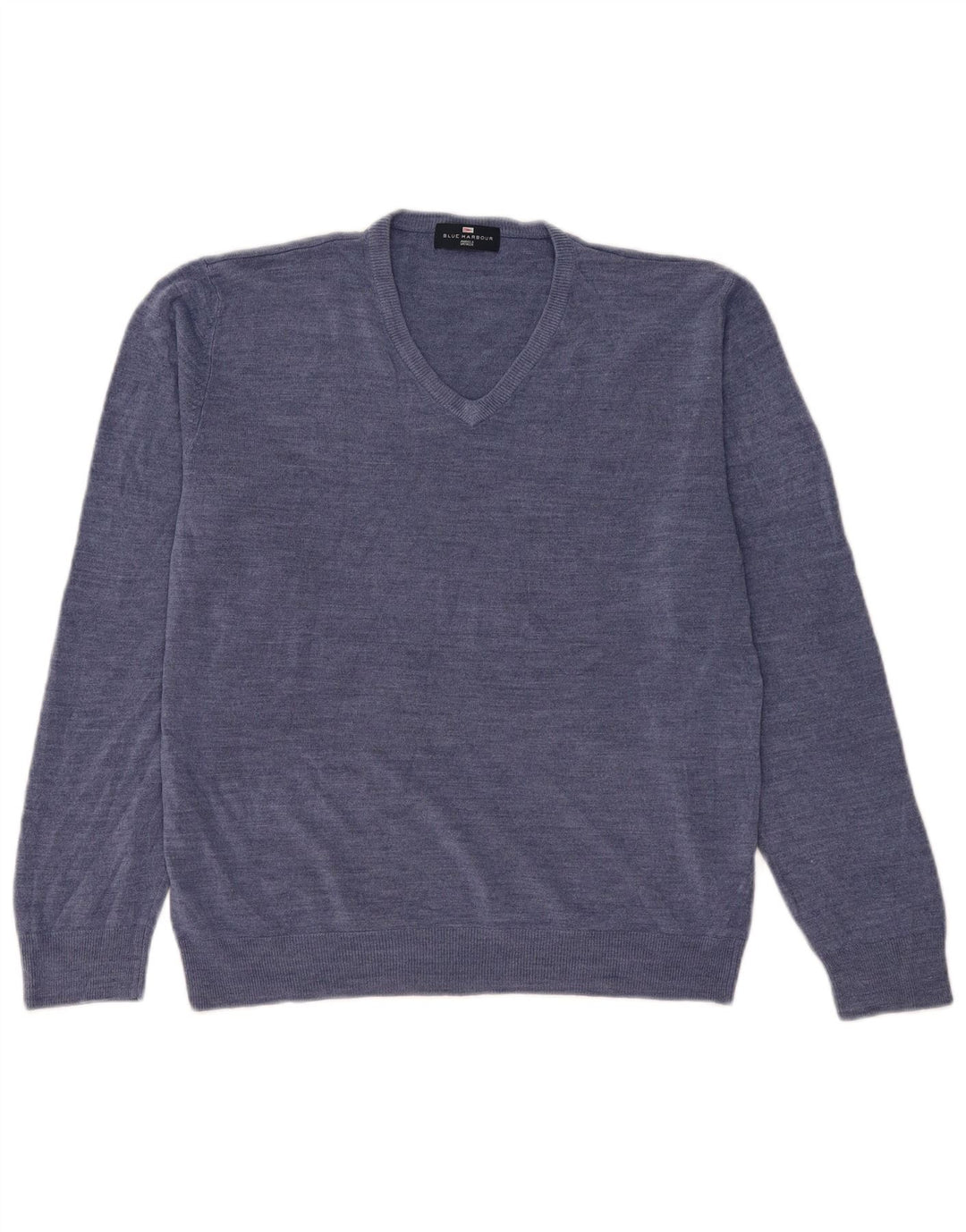 Suéter masculino Marks & Spencer Blue Harbor com decote em V grande acrílico azul