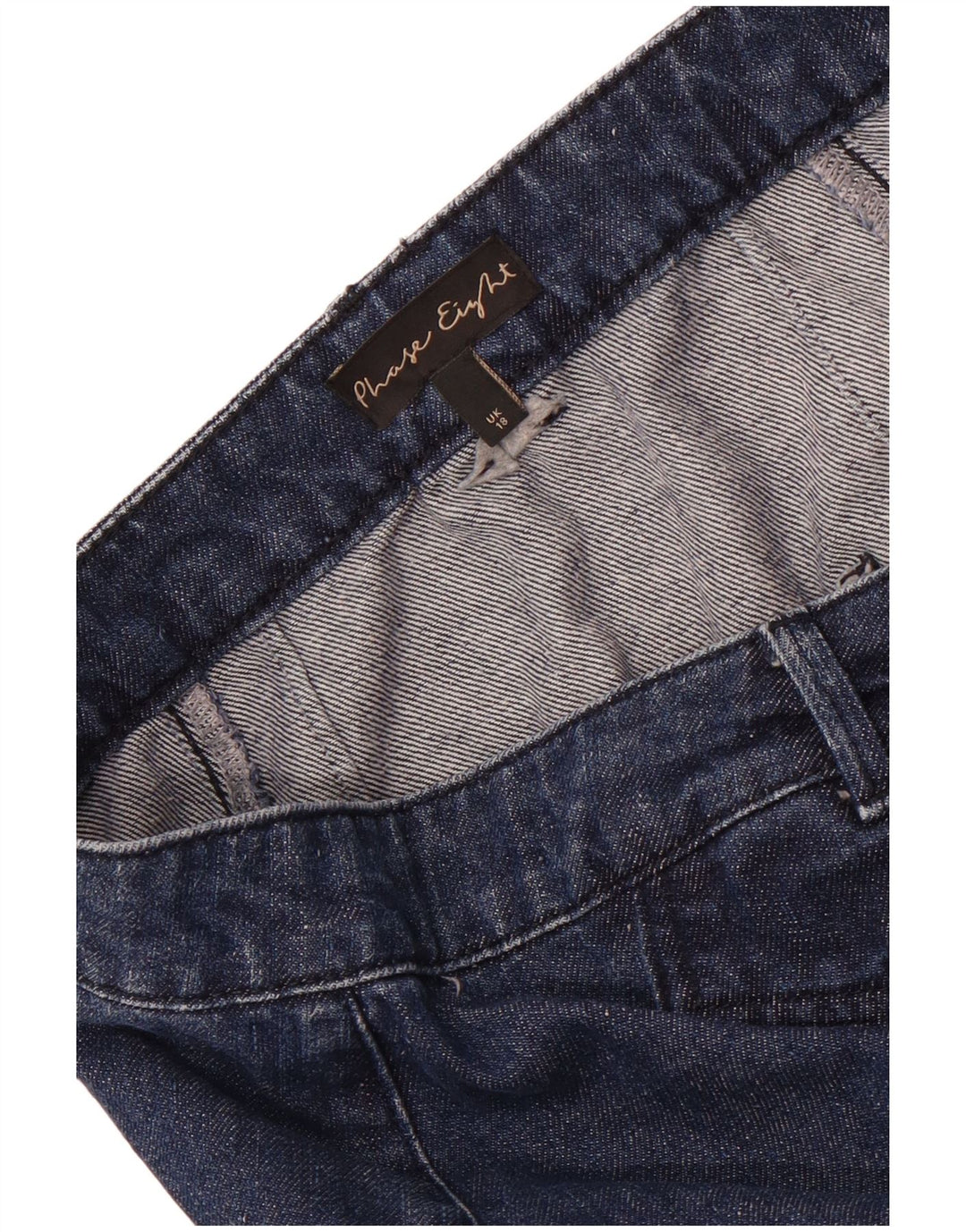 Saia jeans feminina Phase Eight UK 18 XL W36 algodão azul