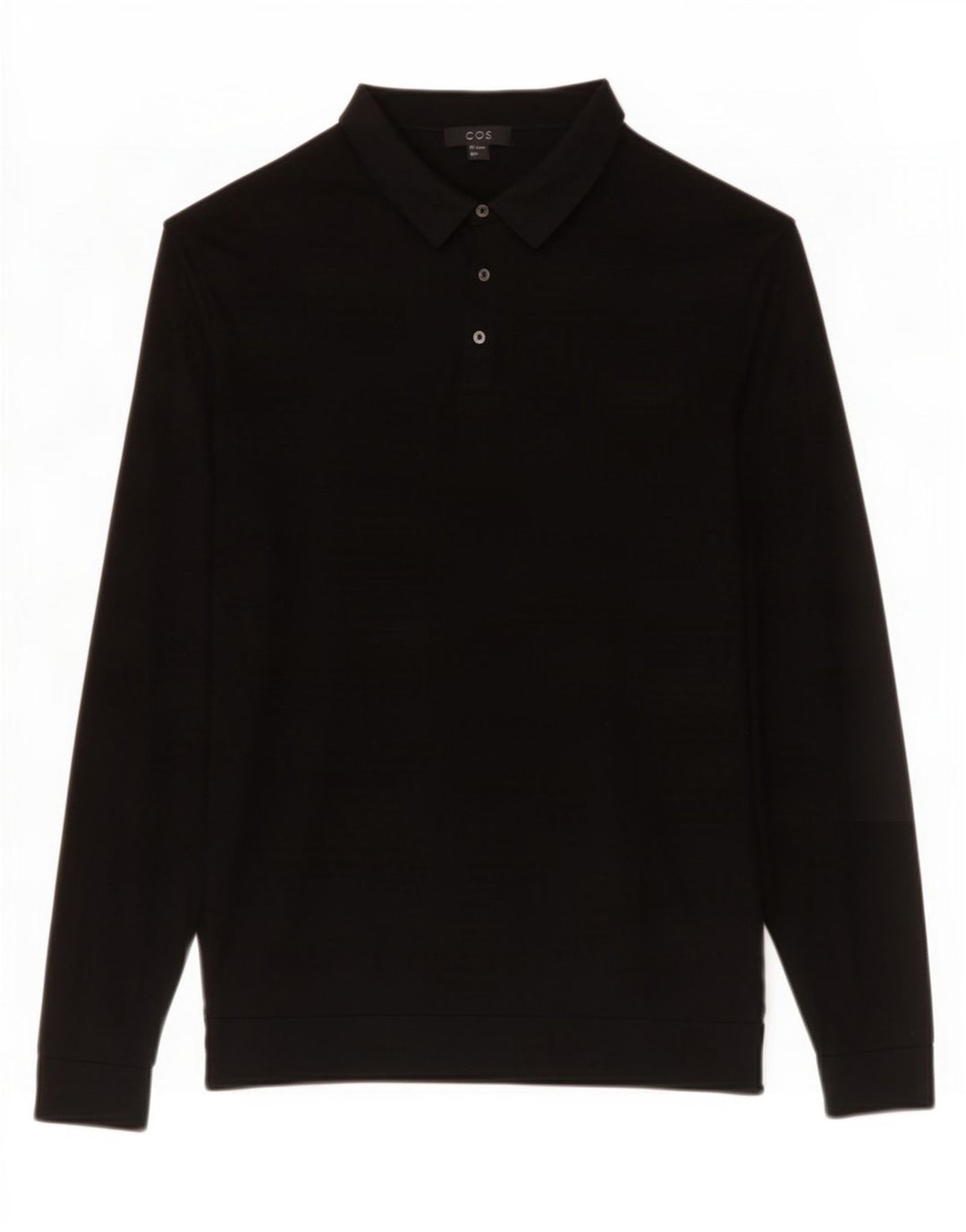 Suéter masculino Cos com gola polo e seda preta grande