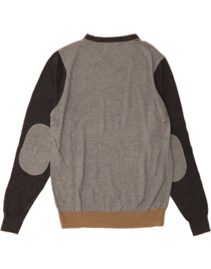 GAS Mens V-Neck Jumper Sweater Medium Brown Colourblock Cotton Vintage Gas and Second-Hand Gas from Messina Hembry 