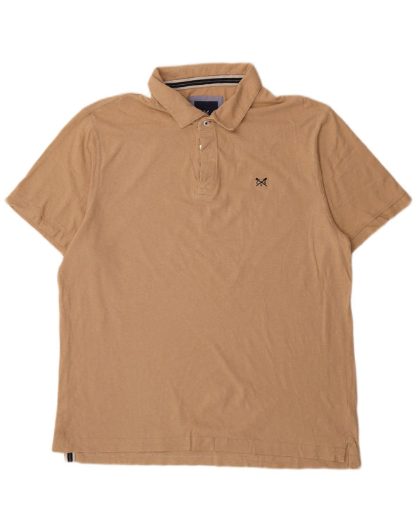 Camisa polo masculina XL de algodão bege da Crew Clothing
