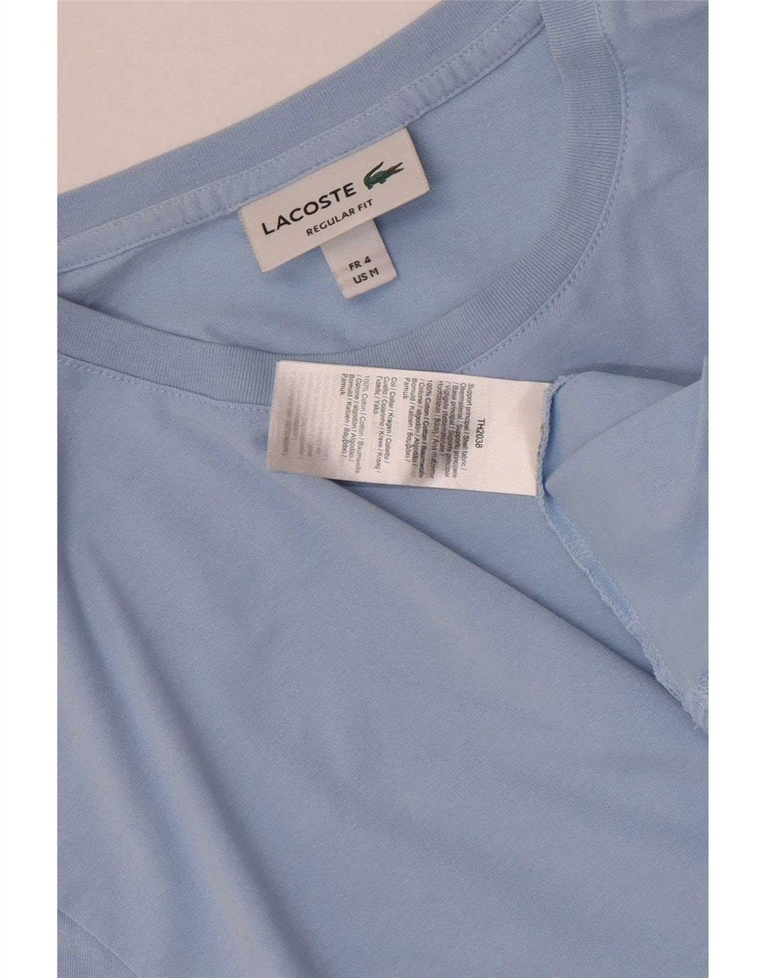 Camiseta masculina Lacoste Regular Fit tamanho 4 algodão azul médio