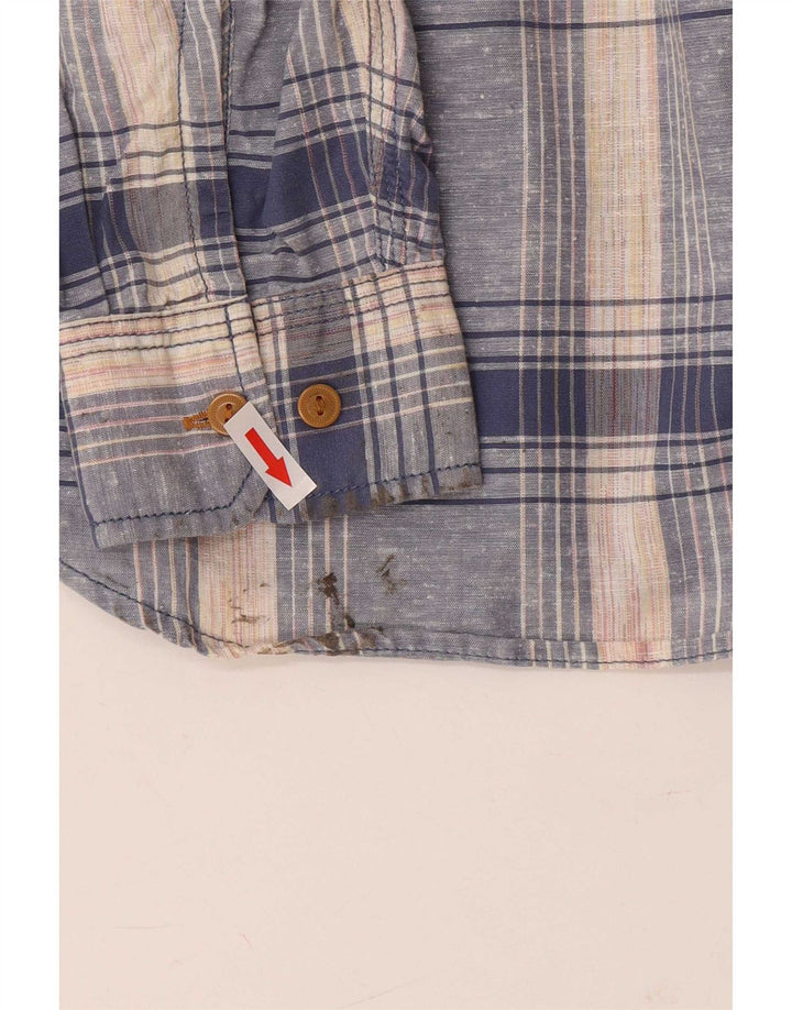 Camisa masculina Levi's de algodão xadrez azul médio