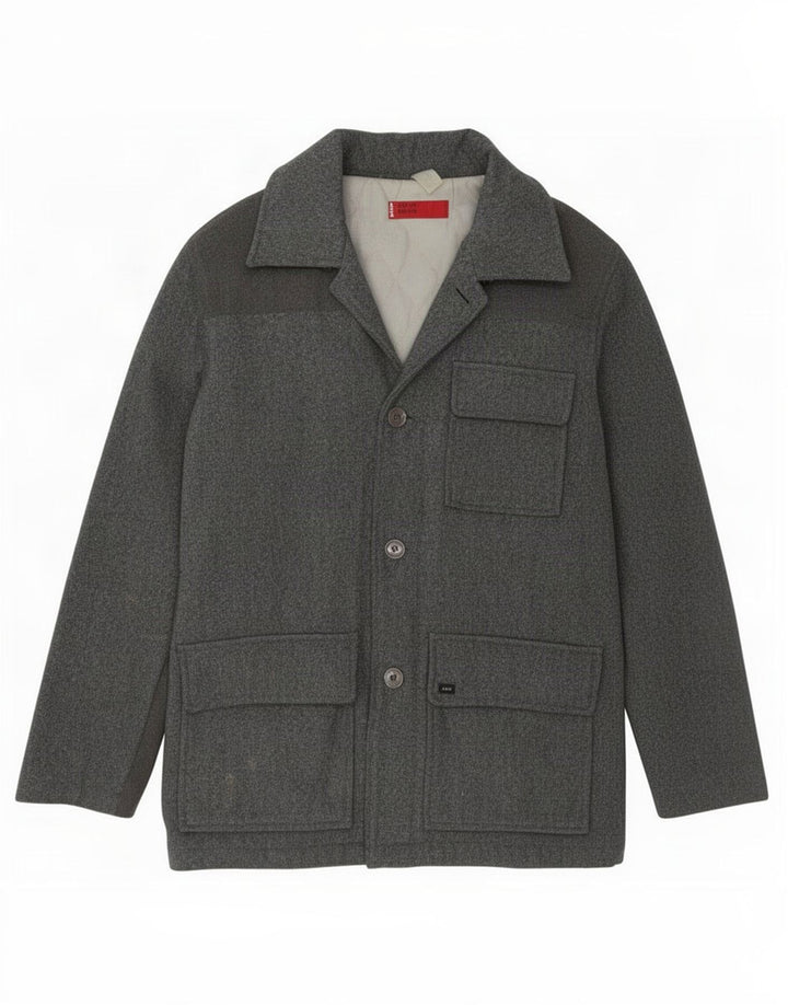 Casaco corta-vento masculino Levi's com 3 botões Reino Unido 38 lã cinza médio