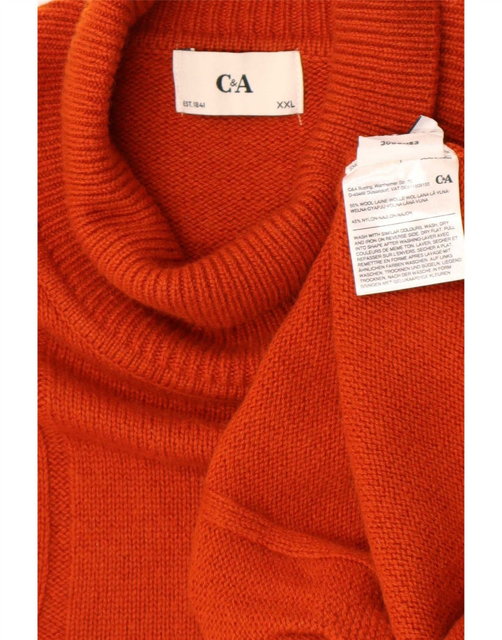 C&A Suéter masculino com gola redonda 2XL lã laranja