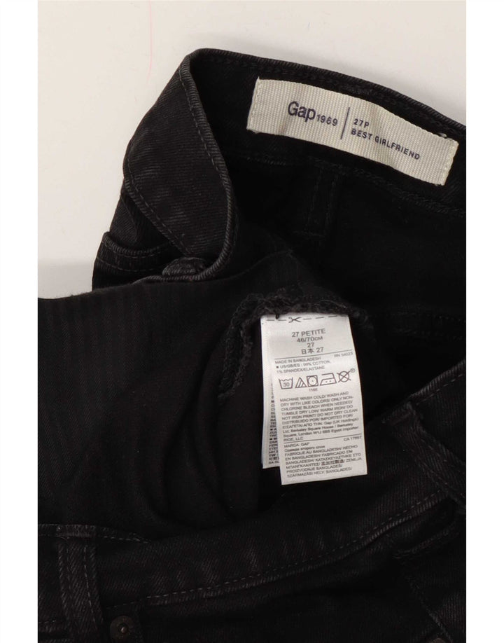 Jeans feminino Gap Girlfriend recortado W27 L23 algodão preto