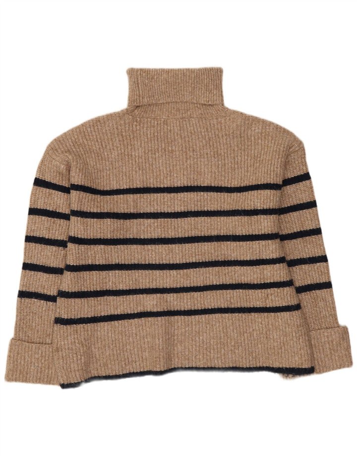 Suéter feminino Marks & Spencer com gola redonda e listrado bege médio Reino Unido 14