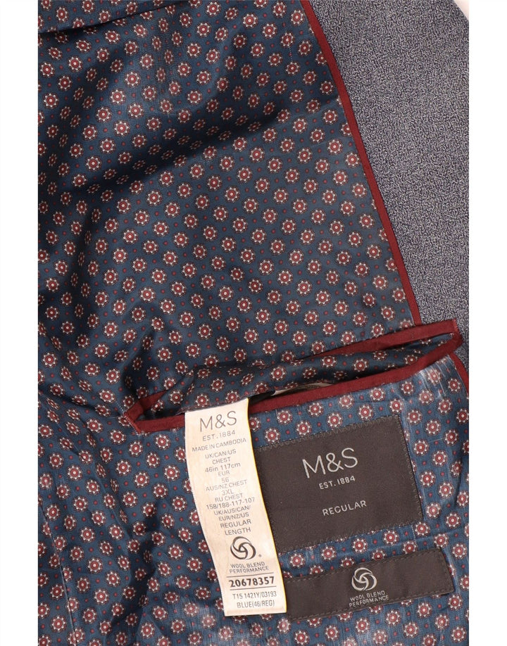 Jaqueta Blazer Marks & Spencer Masculina de 2 Botões Regular Fit Reino Unido 46 XL Azul Marinho
