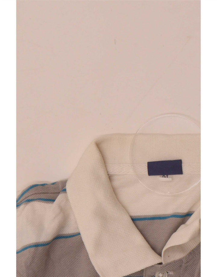 Camisa polo masculina Asics médio branco listrado algodão