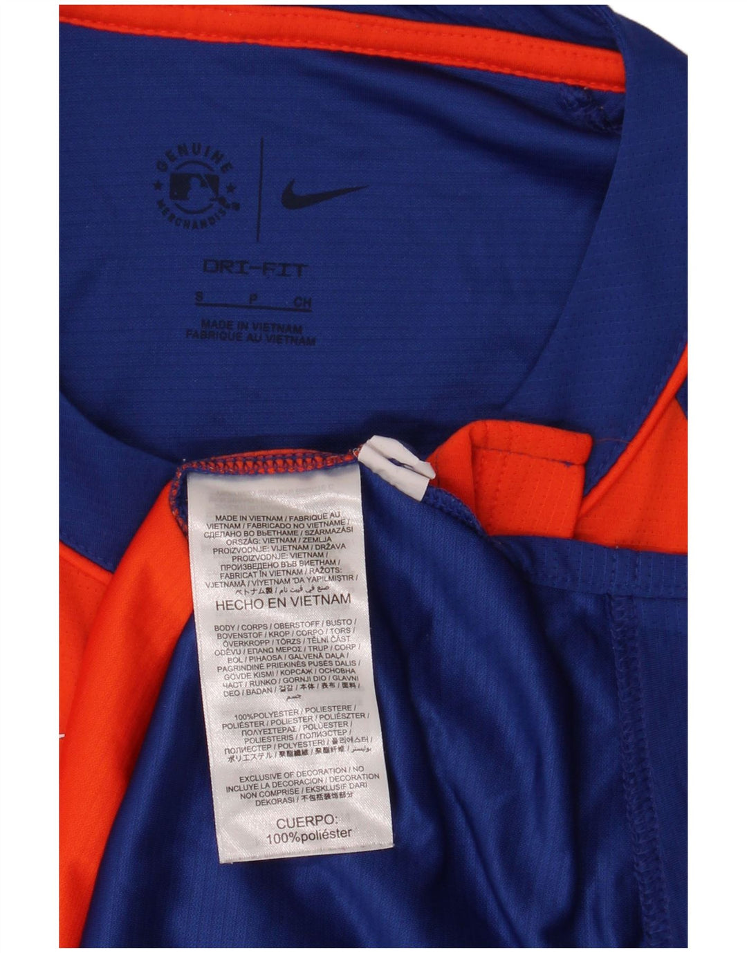 Camiseta masculina Nike New York Mets Top pequeno laranja colorblock poliéster