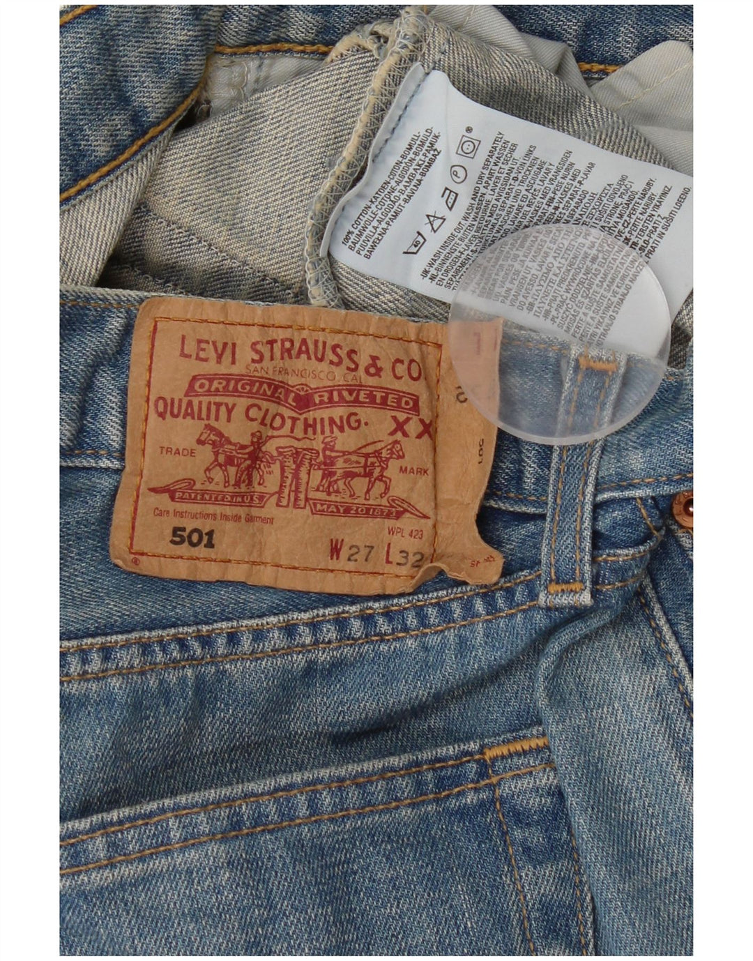 Calça jeans masculina Levi's 501 Straight W27 L32 azul algodão