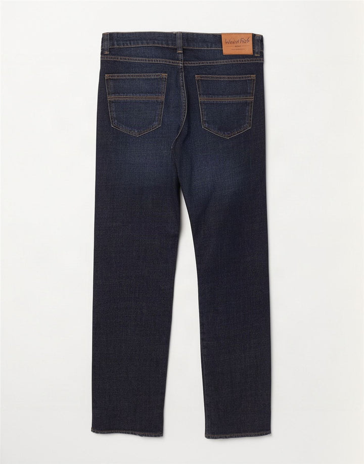 Calça jeans reta feminina Weird Fish W36 L28 algodão azul marinho