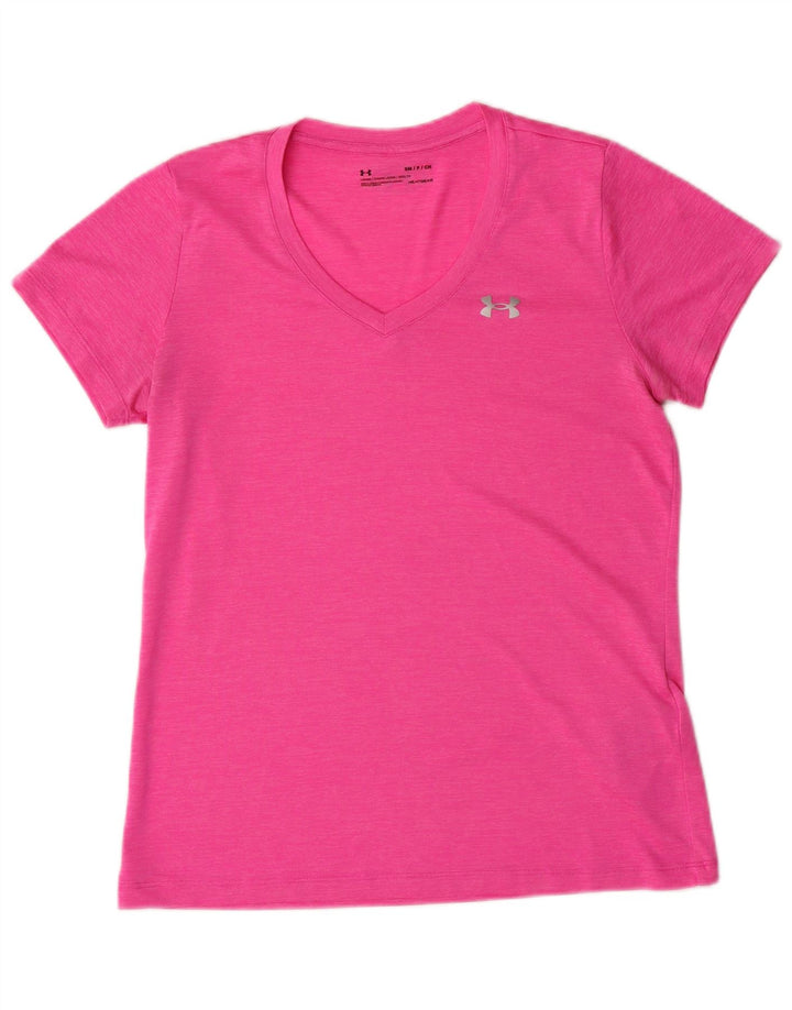 Camiseta feminina Under ARMOUR Heat Gear UK 10 pequena rosa poliéster
