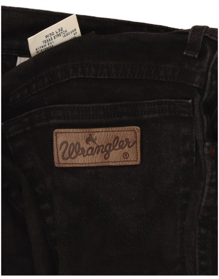 Wrangler Masculino Texas Stretch Straight Jeans W30 L32 Algodão Preto