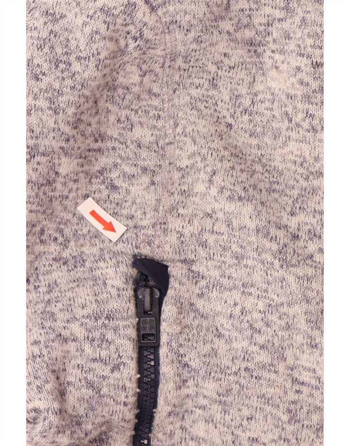 Suéter feminino Superdry com capuz e zíper UK 14 poliéster colorblock cinza médio