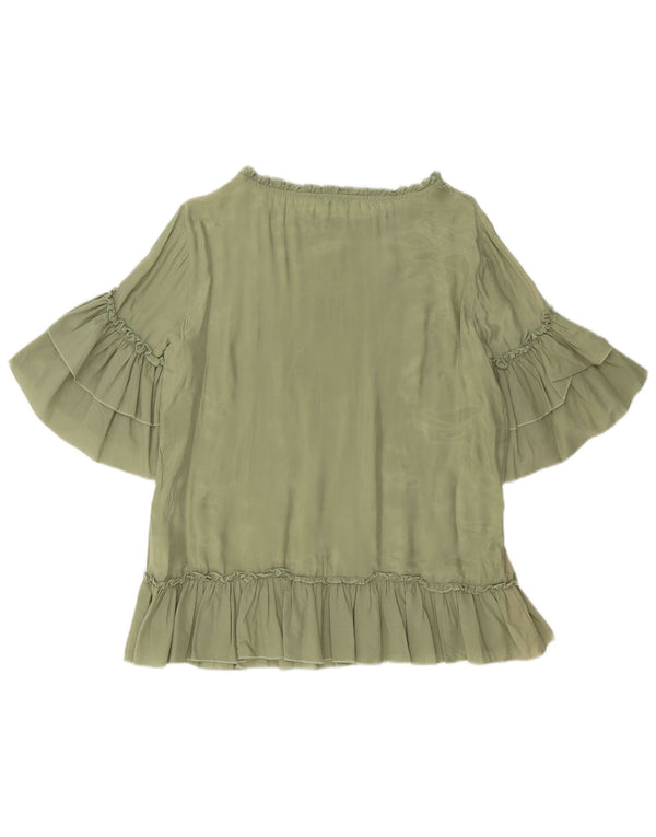 Blusa feminina oversized BENETTON UK 10 pequena verde Cupro