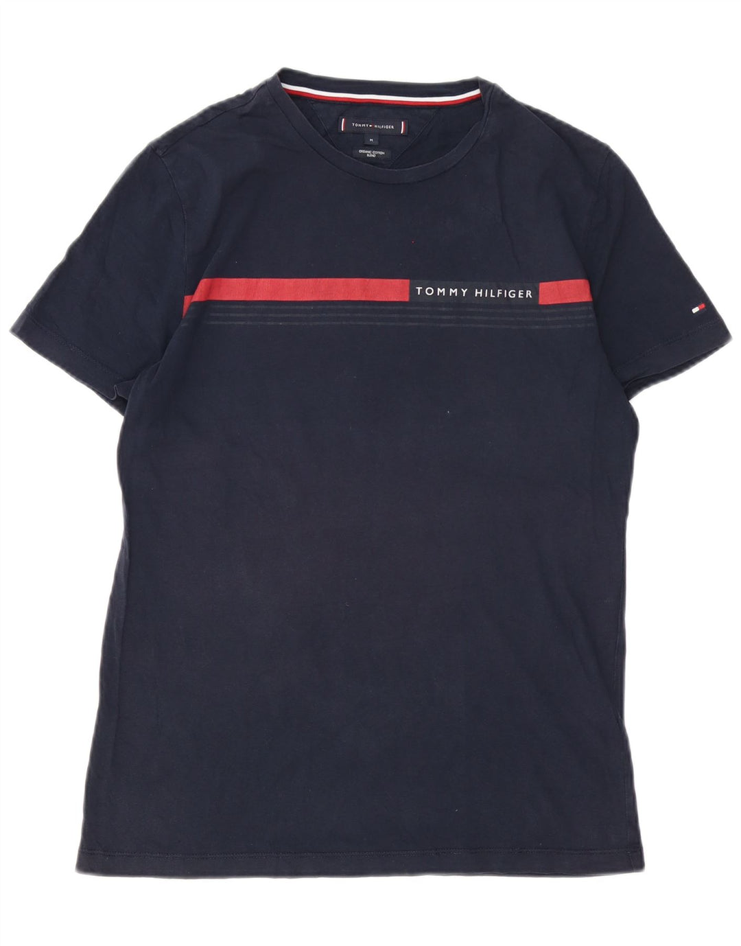 Camiseta masculina TOMMY HILFIGER Top médio azul marinho de algodão colorblock