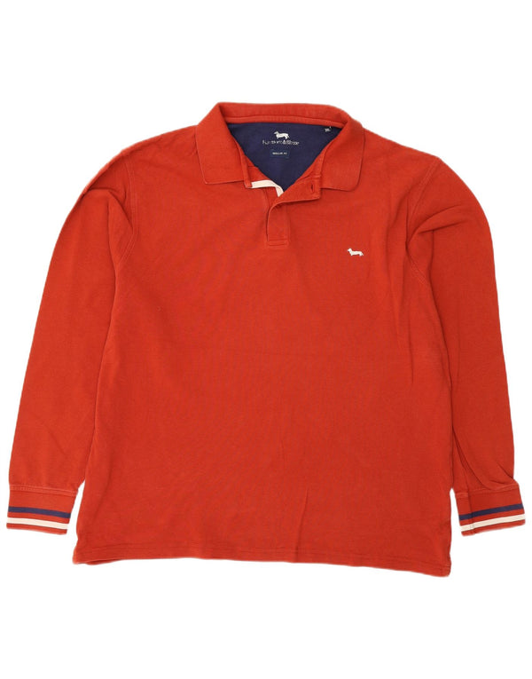 Camisa polo masculina de manga comprida regular Fit Harmont & Blaine 3XL listrada vermelha