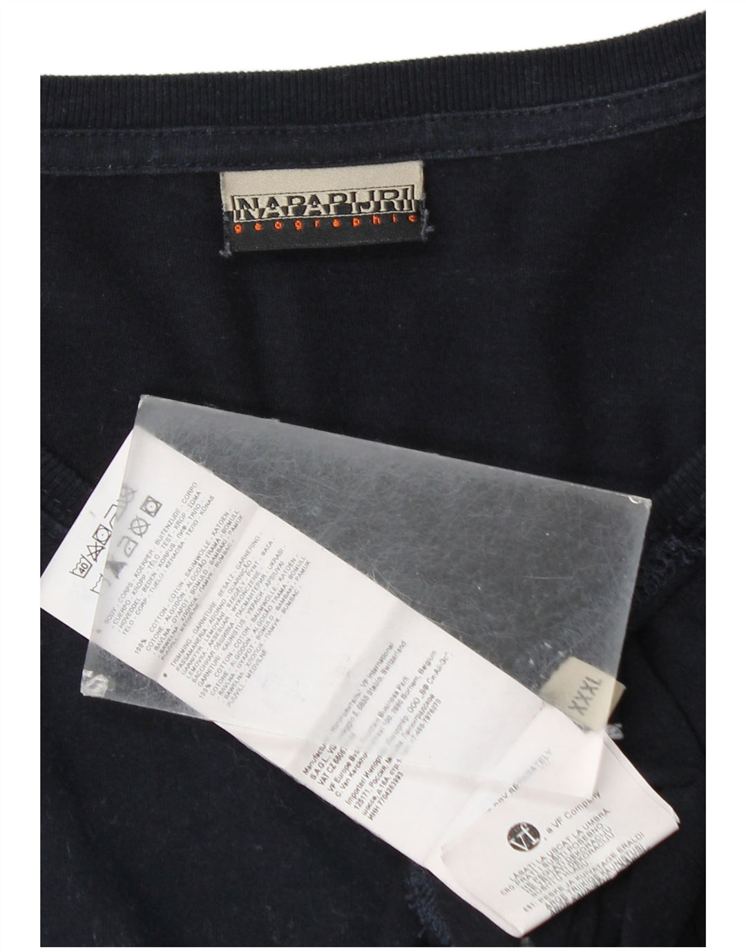 Camiseta masculina com estampa geográfica NAPAPIJRI manga comprida 3XL algodão azul marinho